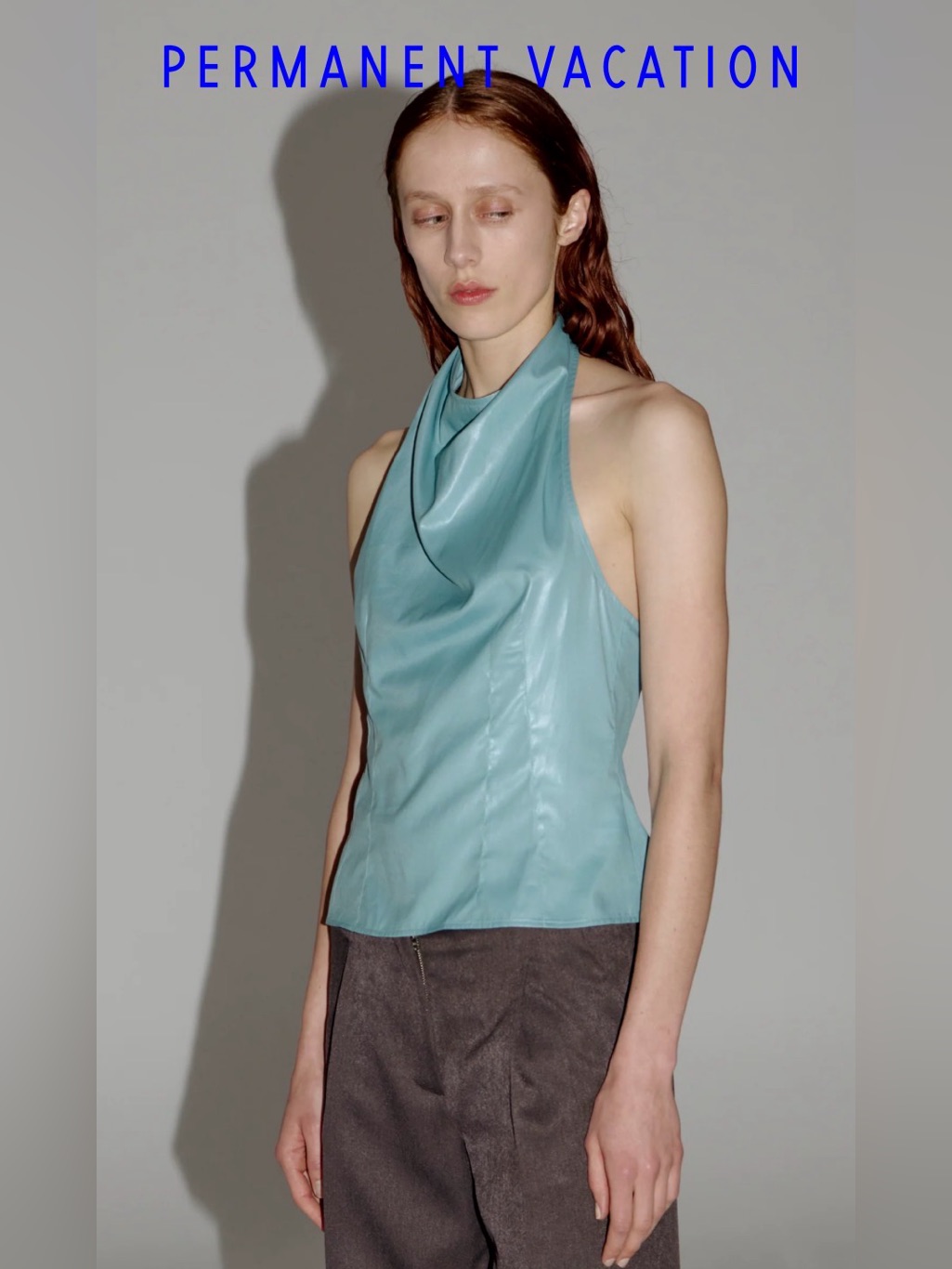 Teal Draped Neckline Sleeveless Top